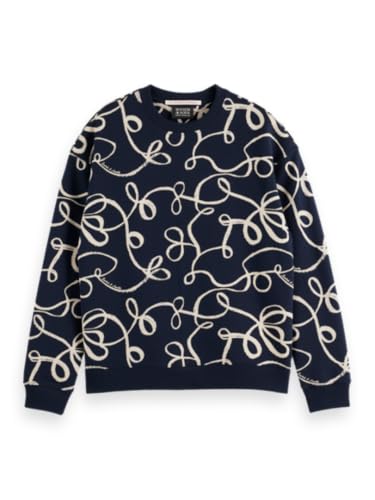 Scotch & Soda Herren All Over Print Crewneck Sweatshirt, AOP Ribbon Navy 401, S von Scotch & Soda