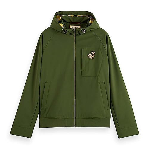 Scotch & Soda Herren Classic Hooded Soft-Shell Jacket Kapuzenjacke, Field Green, S von Scotch & Soda