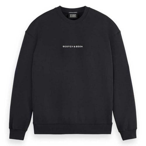 Scotch & Soda Herren Core - Logo Front Chest Sweatshirt, Schwarz, S EU von Scotch & Soda