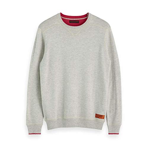 Scotch & Soda Herren Crewneck Pull in Sweatshirt Styling with Contrast Detail Unterhemd, Grau (Light Grey Melange 1161), X-Large (Herstellergröße: XL) von Scotch & Soda