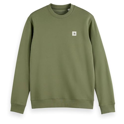 Scotch & Soda Herren Essential Badge Logo Crewneck Sweatshirt, Green Ivy, S von Scotch & Soda
