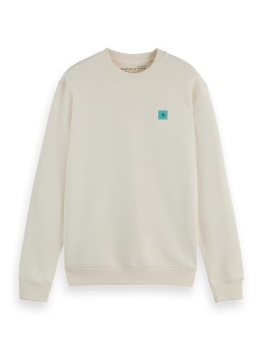 Scotch & Soda Herren Essential Badge Logo Crewneck Sweatshirt, Eggnog, M von Scotch & Soda