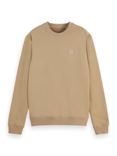 Scotch & Soda Herren Essential Badge Logo Crewneck Sweatshirt, Sand, S von Scotch & Soda