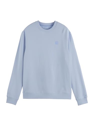 Scotch & Soda Herren Essential Badge Logo Crewneck Sweatshirt, Sky Blue, XL von Scotch & Soda