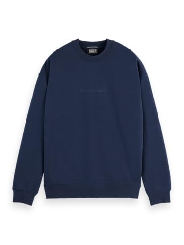 Scotch & Soda Herren Essential Badge Logo Crewneck Sweatshirt, Sky Captain, M von Scotch & Soda