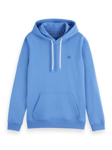Scotch & Soda Herren Essential Badge Logo Hooded Sweatshirt Kapuzenpullover, Blaue Motorhaube, XL von Scotch & Soda