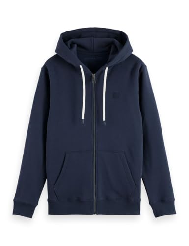 Scotch & Soda Herren Essential Badge Logo Zip Through Hooded Sweatshirt Kapuzenpullover, Sky Captain 410, L von Scotch & Soda