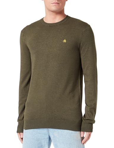 Scotch & Soda Herren Essentials Ecovero Viscose-Nylon Crewneck Pullover, Field Green 4876, Grün von Scotch & Soda