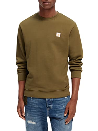 Scotch & Soda Herren Essentials Logo Badge Organic Cotton Felpa Sweatshirt, Military 0360, M von Scotch & Soda