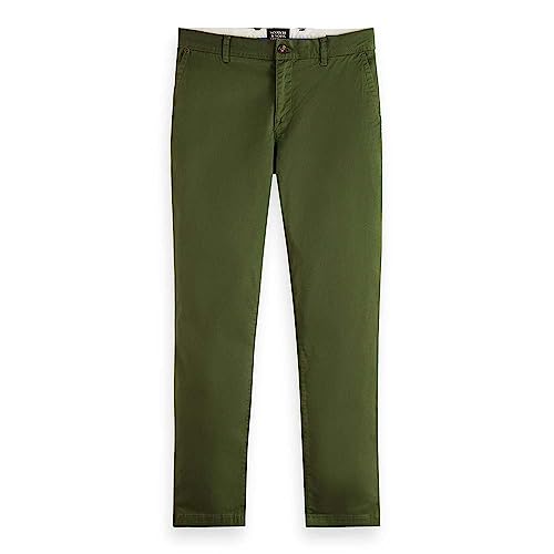 Scotch & Soda Herren Essentials Stuart-Slim-Fit Organic Cotton Stretch Chino Hose, Field Green 4876, 30/32 von Scotch & Soda