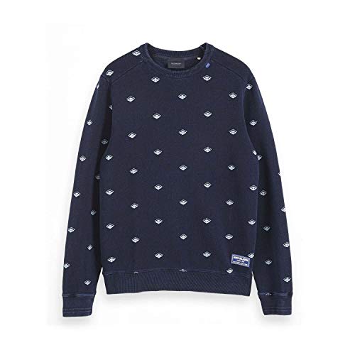 Scotch & Soda Herren Indigoblaues Print Sweatshirt, Mehrfarbig (Combo A 0217), (Herstellergröße: XX-Large) von Scotch & Soda