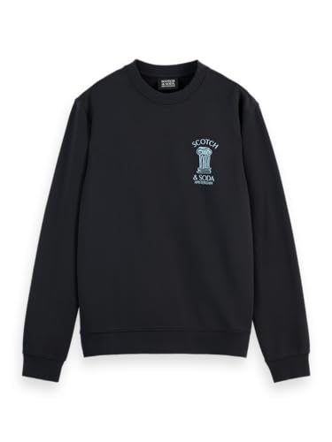 Scotch & Soda Herren Left Chest Artwork Crewneck Sweatshirt, Black, XXL Scotch & Soda Herren Left Chest Artwork Crewneck Sweatshirt, Black, XXL von Scotch & Soda