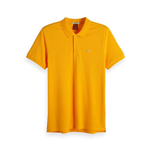 Scotch & Soda Herren Poloshirt Classic Clean Pique Polo with Pop Logo Print, Orange, S von Scotch & Soda