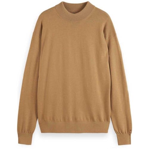Scotch & Soda Herren Pullover Sweater Core - Dropped Shoulder Mock Neck Pullover, Light Camel,M von Scotch & Soda