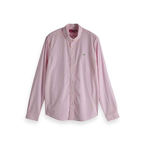Scotch & Soda Herren Regular FIT-Classic Shirt in Solids and Stripes Freizeithemd, Rosa (Wild Pink 3196), X-Large (Herstellergröße: XL) von Scotch & Soda