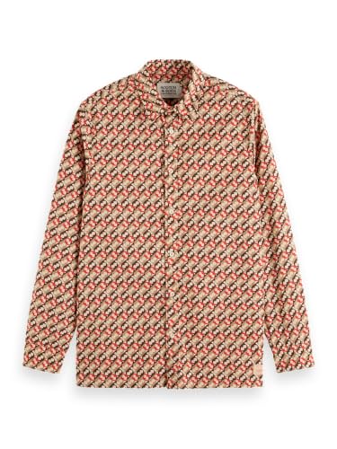 Scotch & Soda Herren Shirt Regular Fit Geo-Print Shirt, Nieuw Amsterdam Ditsy Beige,XXL von Scotch & Soda
