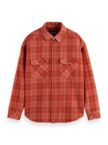 Scotch & Soda Herren Washed Denim Checked Overshirt, Rot kariert 610, L von Scotch & Soda