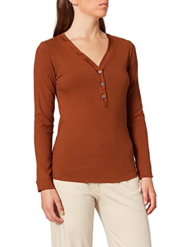 Scotch & Soda Maison Damen Classic Grandad with Deep V-Neck In Ecovero Blend Henley-Hemd, Driftwood 3028, XS von Scotch & Soda