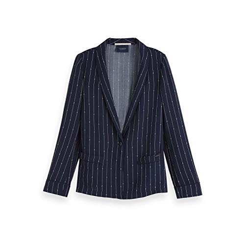 Scotch & Soda Maison Damen Drapey Blazer in Printed pin Stripe Anzugjacke, Mehrfarbig (Combo A 0217), 34 (Herstellergröße: S) von Scotch & Soda