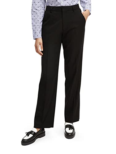 Scotch & Soda Maison Damen Hailey-High Rise Straight Leg Trousers Hose, Black 0008, 27 von Scotch & Soda