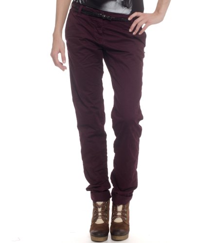 Scotch & Soda Maison Damen Hose 12240880860 - med weight pima cotton chino w/belt, Gr. 25/32, Rot (41 - deep bordeaux) von Scotch & Soda