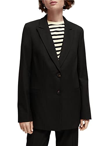 Scotch & Soda Maison Damen Relaxed Fit Single Breasted Tailored Lässiger Blazer, Black 0008, M von Scotch & Soda