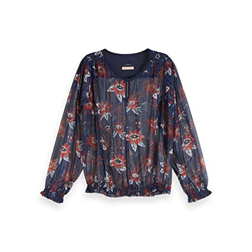 Scotch & Soda Maison Damen Transparente Blumen-Print Bluse, Mehrfarbig (Combo B 0218), Small (Herstellergröße: S) von Scotch & Soda