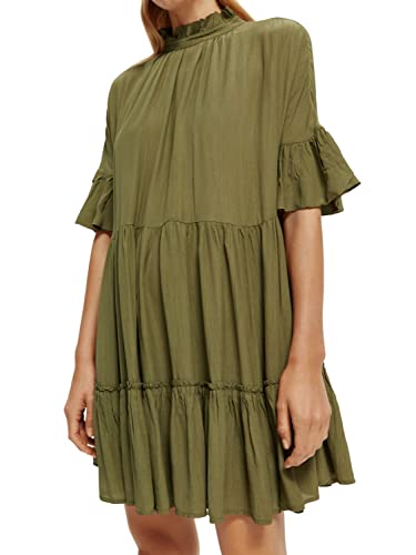 Scotch & Soda Maison Women's Short with Ruffle Sleeve Detail Casual Dress, Army Green 0410, 36 von Scotch & Soda