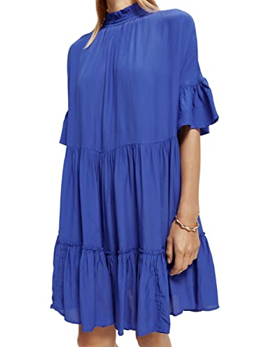 Scotch & Soda Maison Women's Short with Ruffle Sleeve Detail Casual Dress, Bright Blue 0661, 38 von Scotch & Soda