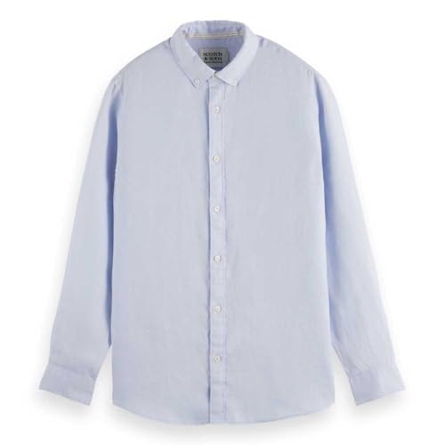 Scotch & Soda Men's CORE-Linen LS Button-DOWN, Shirt Blue, L von Scotch & Soda