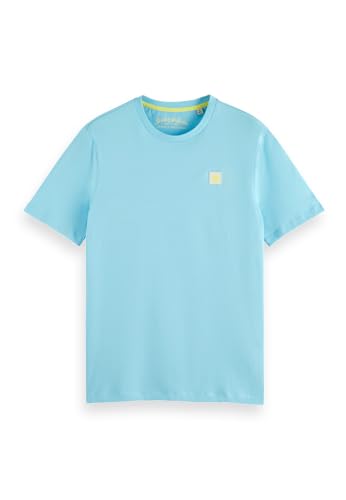 Scotch & Soda Men's Essential Logo Badge T-Shirt, Washed Neon Blue 6899, L von Scotch & Soda