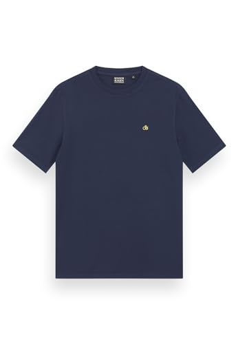 Scotch & Soda Men's Garment Dye Logo Crew T-Shirt, Navy Blue 6865, L von Scotch & Soda