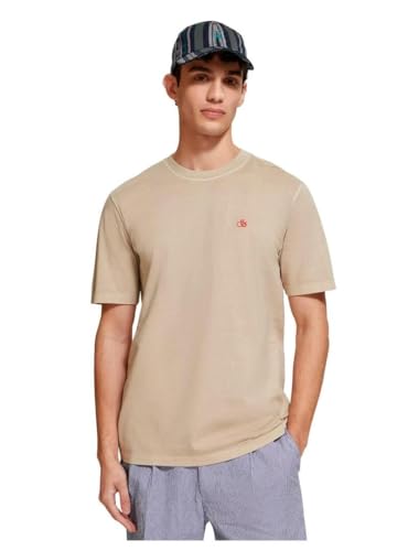 Scotch & Soda Men's Garment Dye Logo Crew T-Shirt, Pebble 0795, XXL von Scotch & Soda