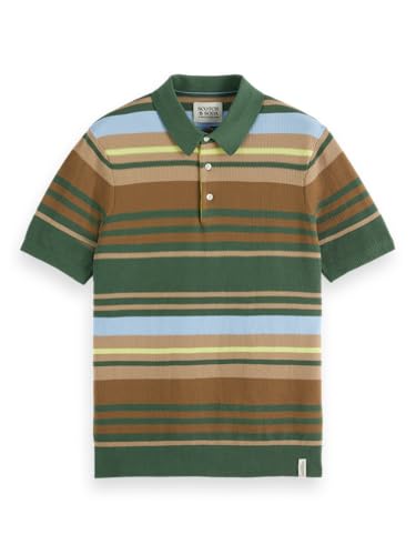 Scotch & Soda Men's Knitted Polo Shirt, Sage Green Multi Stripe, S Scotch & Soda Men's Knitted Polo Shirt, Sage Green Multi Stripe, S von Scotch & Soda