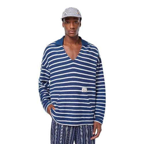 Scotch & Soda Men's Loose fit Loop Terry Sweatshirt, Atlantic Blue Stripe, M von Scotch & Soda