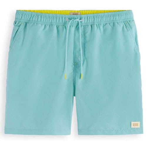 Scotch & Soda Men's Mid Length Solid Swim Short, Washed Neon Blue 6899, 50 von Scotch & Soda