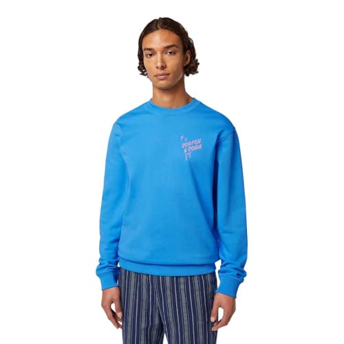 Scotch & Soda Men's Regular fit Left Chest Logo Sweatshirt, Aqua Blue, M von Scotch & Soda