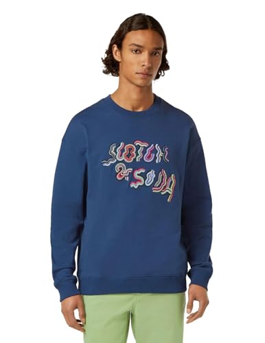 Scotch & Soda Men's Relaxed-fit Embroidered Sweatshirt, Atlantic Blue, L von Scotch & Soda
