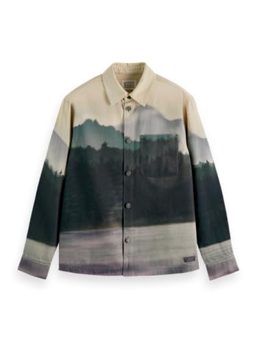 Scotch & Soda Men's Relaxed fit Printed Twill Overshirt Jacket, Blur Lakehouse, XXL von Scotch & Soda
