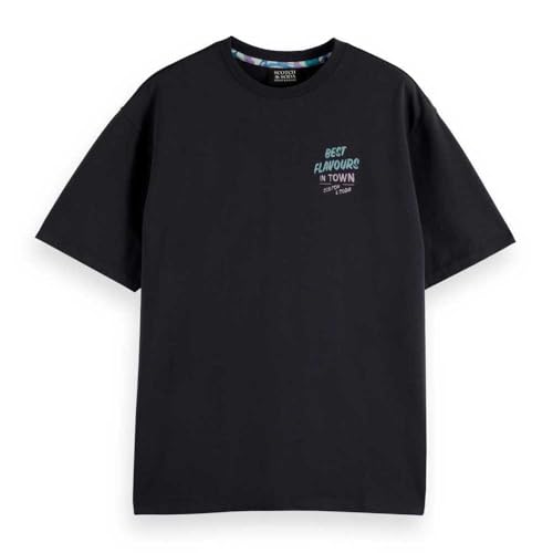 Scotch & Soda Men's Relaxed-fit Front and Back Artwork T-Shirt, Washed Black, L von Scotch & Soda