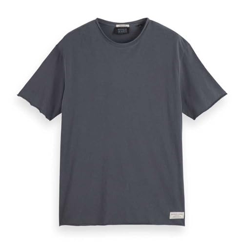 Scotch & Soda Men's Relaxed-fit raw Edge T-Shirt, Washed Black, XXL von Scotch & Soda