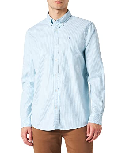 Scotch & Soda Men's Seasonal Essentials-Organic Cotton Oxford Shirt, Green/White Stripe 6063, L von Scotch & Soda