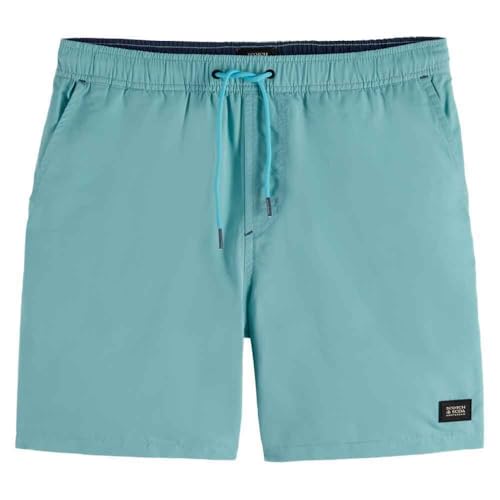 Scotch & Soda Men's Solid mid-Length Swimshort Board Shorts, Sea Blue, L von Scotch & Soda