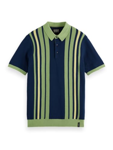 Scotch & Soda Men's Knitted Polo Shirt, Atlantic Blue, XL von Scotch & Soda