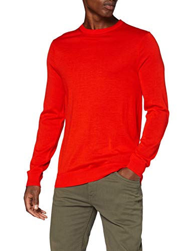 Scotch & Soda Mens Solid Merino crewneck pull Pullover Sweater, Orange Shell 3666, S von Scotch & Soda