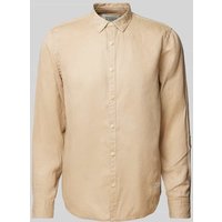 Scotch & Soda Regular Fit Leinenhemd mit Label-Stitching in Beige, Größe L von Scotch & Soda