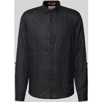 Scotch & Soda Regular Fit Leinenhemd mit Label-Stitching in Black, Größe L von Scotch & Soda
