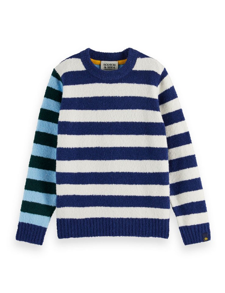 Scotch & Soda Rundhalspullover SCOTCH & SODA Kinder Pullover blau, weiß, türkis gestreift flauschig Streifen von Scotch & Soda