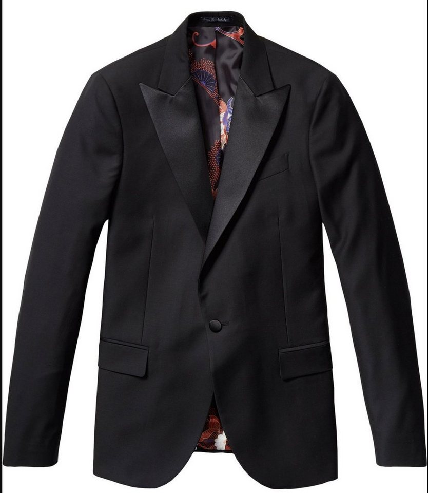 Scotch & Soda Sakko Scotch & Soda Iconic Satin Trimmed Smoking Blazer Tuxedo Sakko Jacket von Scotch & Soda