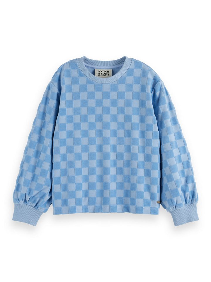 Scotch & Soda Sweatshirt SCOTCH & SODA Sweatshirt hellblau Velours Schachbrettmuster von Scotch & Soda